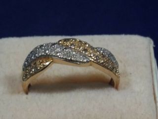 Estate Find,  Vintage Two Color 14k Gold Marcasite Ring With Diamonds Size 9