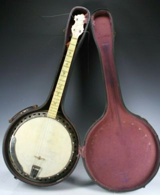 Vintage Stromberg Voisnet Nonpareil Four String Banjo Instrument & Case