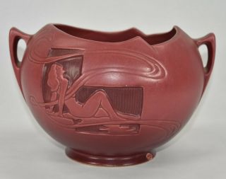 Vintage Roseville Pottery Silhouette Red Nude Ceramic Art Deco Vase 742 - 6