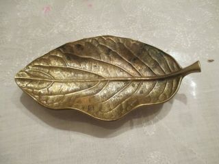 Vintage Virginia Metalcrafters Small Brass Hoffmania Leaf Dish 3 - 54