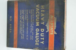 Vintage Allstate Heavy Duty Vacuum Gauge 8989 In Orginal Box.