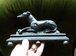 Fine Antique 19th C Cast Iron Greyhound On 3 Raised Ball Feet Mantle Ornament