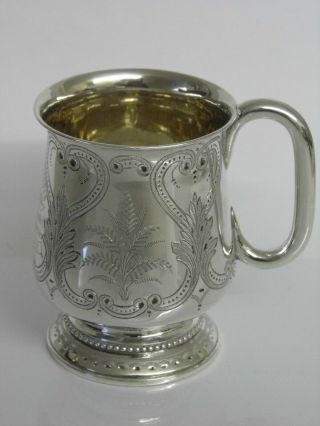 An Exquisite Antique Victorian Sterling Silver Christening Mug Tankard C1875