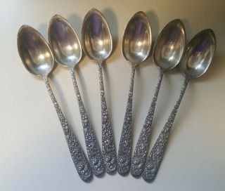 6 Kirk & Son Co Repousse Sterling Silver Citrus Spoons – Mono.  925