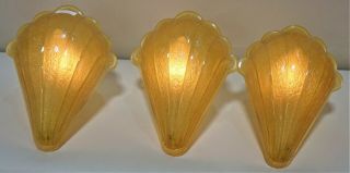 Antique Art Deco Slip Glass Shades For Chandelier And Sconce Set Of 3