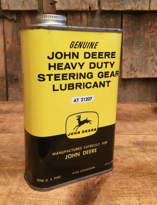 Vintage 1 Pint John Deere Gear Lubricant Oil Tin Can Canadian Tractor Farm Sign