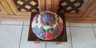 Antique Pairpoint Puffy Reverse Hand Painted Lamp Shade Light Butterflies Rose