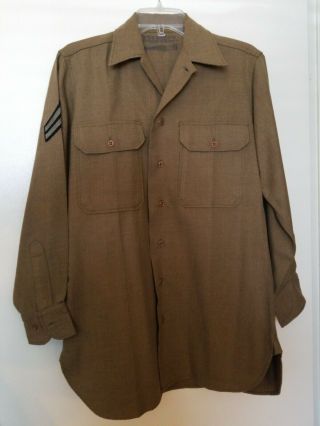 Ww2 U.  S.  Army Od Wool Field Shirt With Corporal Rank Insignia