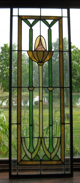 Antique Art Nouveau Stained Glass Window - Ca.  1910