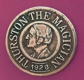 Collectible 1928 Brass Coin Token: Thurston The Magician; Good Luck