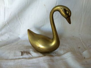 Vintage 6 " Solid Brass Swan Bird Figurine Paperweight