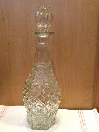 Vintage Clear Cut - Glass Liquor Decanter Bottle With Stopper