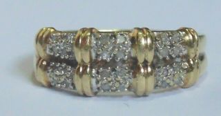 Vintage 9 Carat Gold Diamond Cluster Ring Size O 1/2 Weight 3 Grams