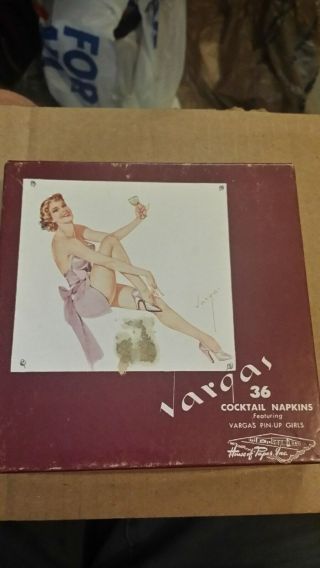 Vintage 1940s/ 50s Vargas Pin Up Girls Box Of Cocktail Napkins