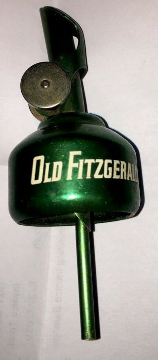 Rare Old Fitzgerald Whiskey Spout Pourer Metal Green