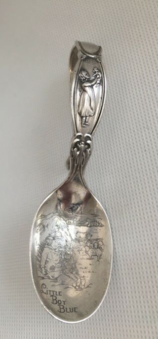 Antique Sterling Silver Nursery Rhyme Baby Spoon