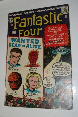 Fantastic Four 7 Vintage Marvel Comic Key 1st Kurrgo,  Ufo Cover Silver Age 12c