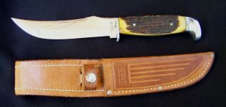 Vtg.  Case Xx Usa,  Stag Hunting Knife 523 - 6 W/ Orig.  Sheath