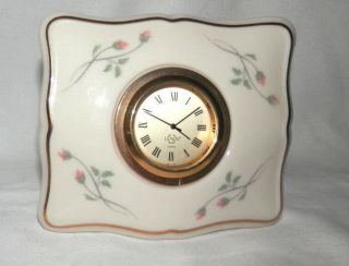 Authentic Lenox Table Top Clock Porcelain W/floral Pattern