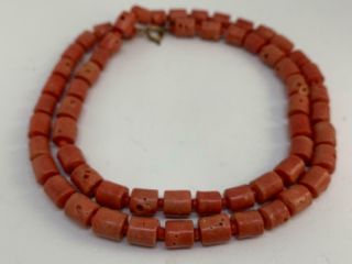 Vintage Natural Coral Beaded Necklace 24 "