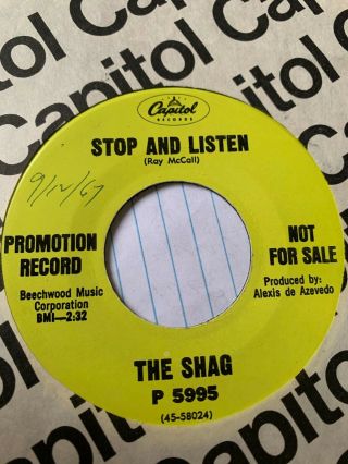 Garage Fuzz Promo 45/ The Shag " Stop & Listen " Nm/vg,  Hear