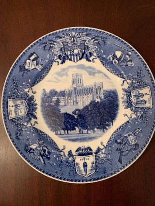 Wedgwood West Point 10 - 1/2 " Blue Dinner Plate " Old Cadet Chapel” 1933