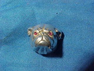 1920s Art Deco Era Sterling Silver English Bulldog Head Figural Watch Pin