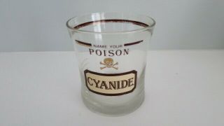 Vintage Barware Drink Glass Name Your Poison Cyanide By Cera Mid - Century Modern