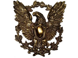 Antique Bronze Brass Cast Federal Eagle Door Knob Stop Wall Plate American Rare