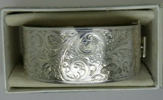 Vintage Victorian Style Wide Silver Bangle Henry Griffith & Sons Ltd Bir 