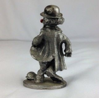 Vintage Pewter Clown Figurine w/ Red Nose,  Bow Tie 3
