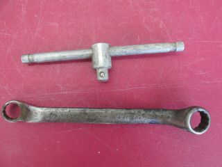 Vintage Plomb Hand Tools 3/8 X 7/16 Box Wrench & 1/4 " Drive Slider Bar
