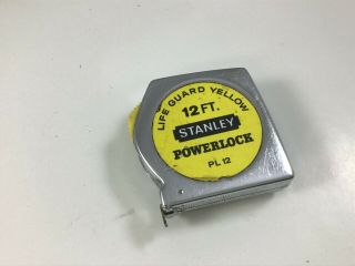 Vintage Stanley Life Guard Yellow 12 Ft Tape Measure Pl 312 Steel Body