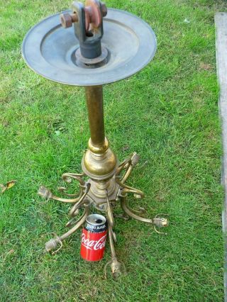 Antique French Huge Gilt Brass 6 Light Chandelier Chateau Country House Project