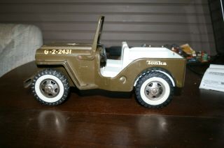 Tonka Green Army Jeep With Removable Top G - 2 - 2431 Fold Down Whindshield 1960 