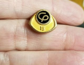 Vintage Consumers Power Company Employee 15 Year Award Lapel Tie Pin 10k Gold