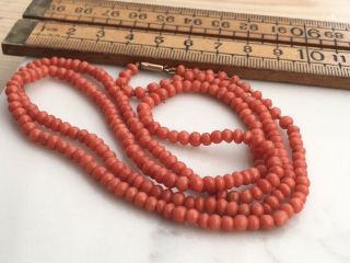 A Vintage Coral Bead Necklace With 9 Carat Gold Clasp