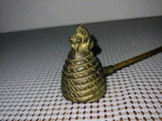 Vintage Brass Candle Snuffer 12 1\2 Inch Brass Handle Honey Bee On Its Nest.