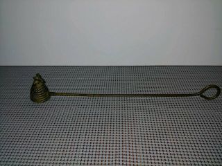 Vintage Brass Candle Snuffer 12 1\2 inch Brass Handle Honey Bee On Its Nest. 2