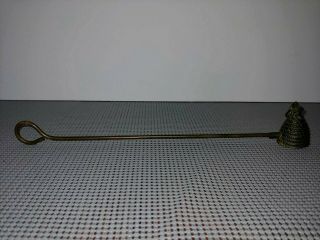 Vintage Brass Candle Snuffer 12 1\2 inch Brass Handle Honey Bee On Its Nest. 3