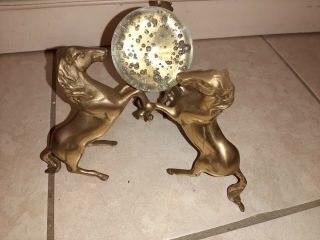 (3) Brass Horses Holding A Crystal Ball
