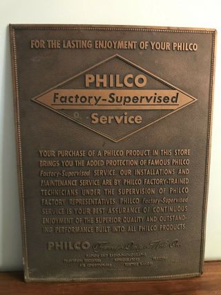 Vintage Philco Radio Phonograph Tv Appliance Dealer Sign Advertisement 24x18