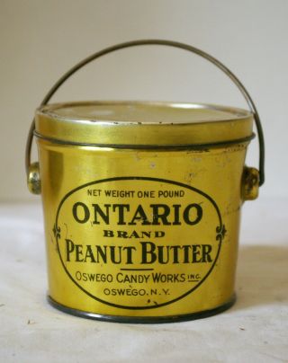 Ontario 3½ Inch Peanut Butter Tin With Bail Handle,  Lid,