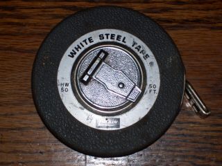 Vintage Lufkin White Hw50 Steel Tape Measure 50 