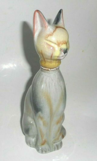 Vintage German Pottery Art Cat Decanter Bottle Ramses Germany Figurine
