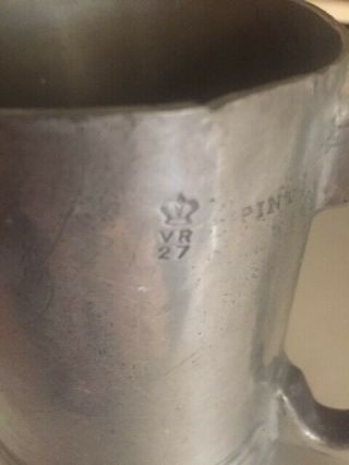 18th Century Pewter Mug Marked Vr - 27