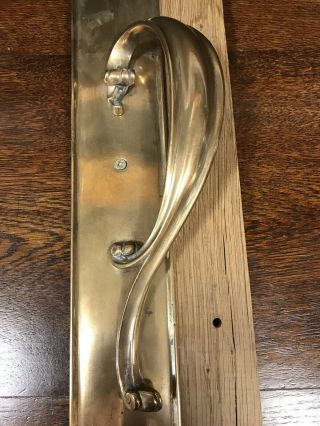 Large Art Nouveau Heavy Solid Brass Push / Pull Door Handle