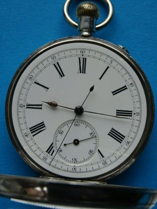 Antique Solid Silver Centre Seconds Chronograph Pocket Watch VGWO Circa 1890 3