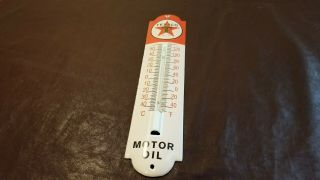 Vintage Texaco Gasoline Porcelain Gas Motor Oil Sign Service Station Thermometer