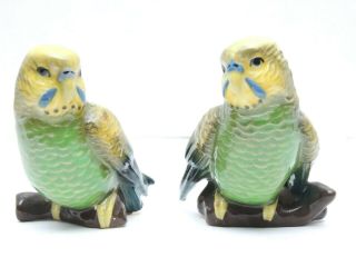 Vintage Ceramic Arts Studio Birds Parakeets Pudgie Budgie No Cage - - See Photos